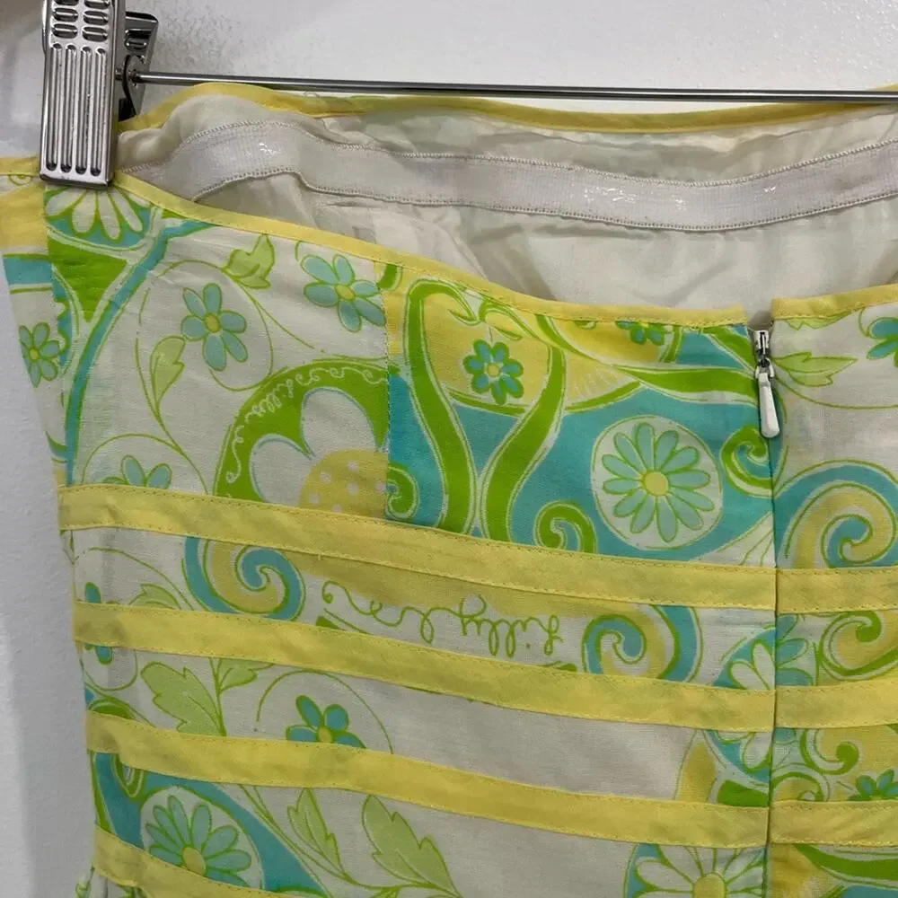 Lilly Pulitzer White Label Silk Katrina Fountain of Youth Strapless Dress 0 - Picture 9 of 15